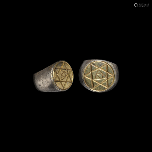 Tudor Period Gilt Silver Ring with Hexagram