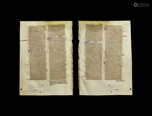 Medieval English Bible Manuscript Leaf