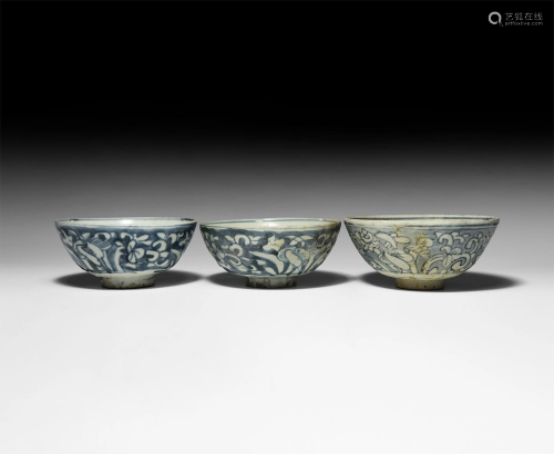 Chinese Ming Blue-Glazed Shipwreck Bowl Group