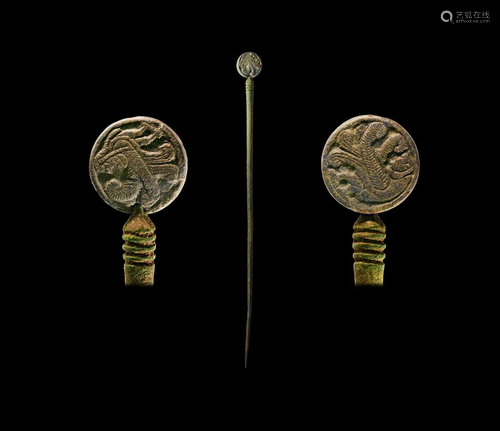 Pin with Human-Headed Bird Finial