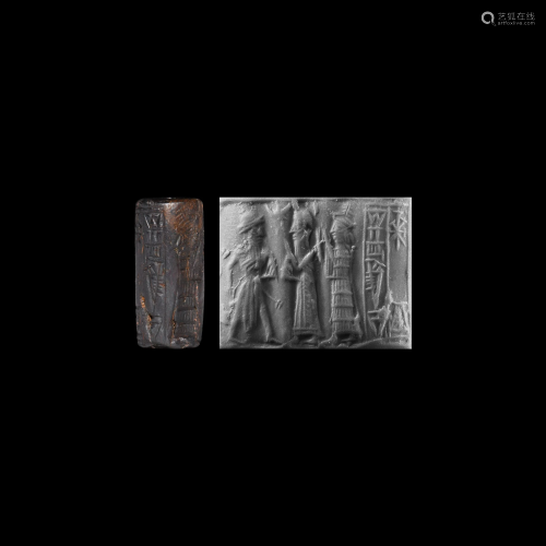 Cylinder Seal with Figures and Cuneiform Text