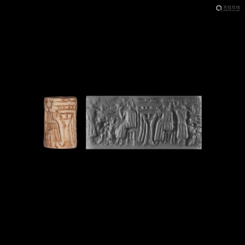 Early Dynastic II Cylinder Seal with Worshipping Scene