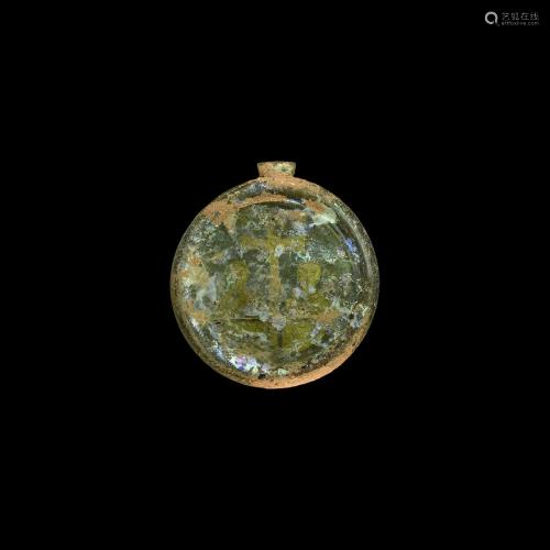 Byzantine Gold in Glass Medallion with Constantine and