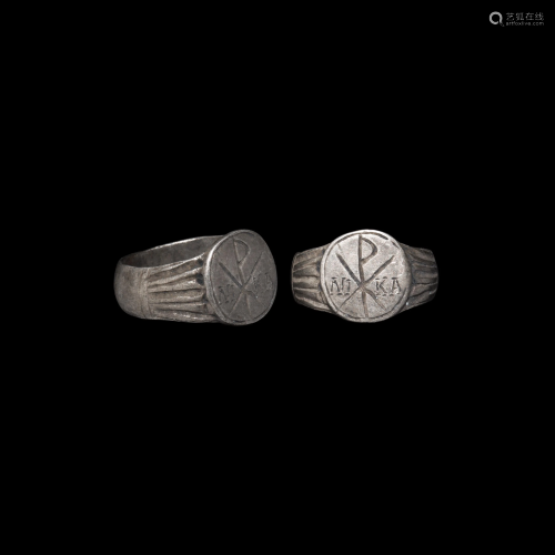 Byzantine Silver Ring with Chi-Rho