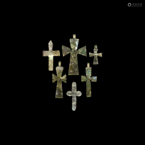 Byzantine Glass Cross Pendant Group