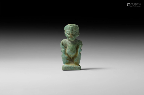 Egyptian Blue Glazed Pataikos Amulet