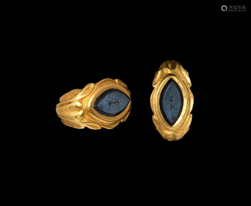 Roman Gold Ring with Ant Intaglio