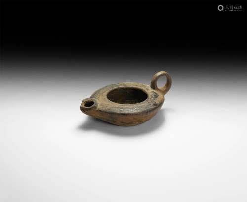 Roman Oil Lamp with Loop Handle