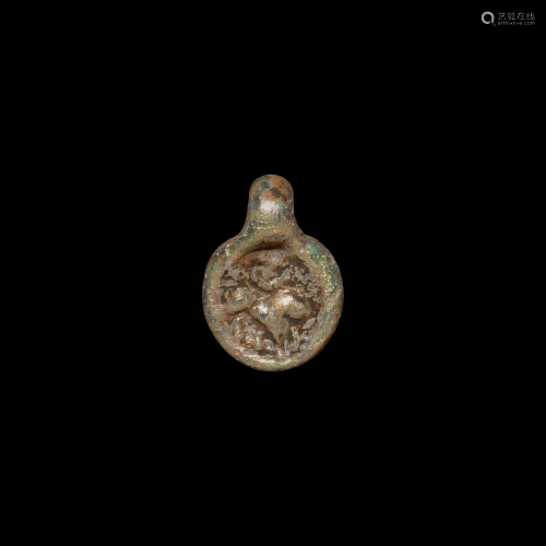 Roman Glass Seal Pendant with Lion