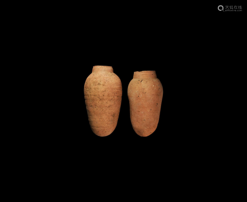 Romano-Egyptian Pottery Beer Jar Pair