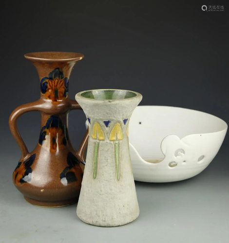 Three Pieces of Art Pottery