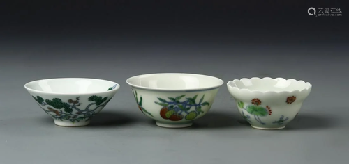 Three Chinese Doucai Bowls