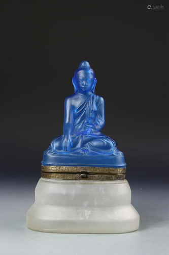 Chinese Blue Glass Buddha Statue