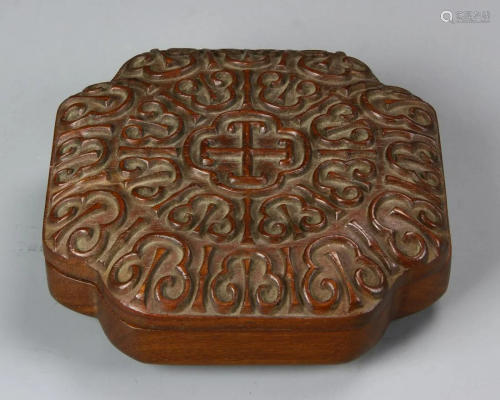 Chinese Carved Hard Wood Box