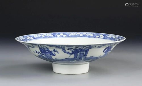 Chinese Blue and White High Stem Bowl