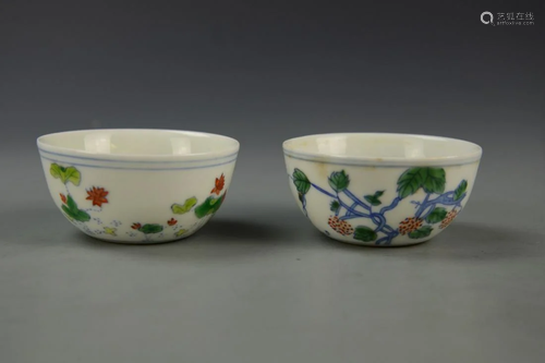 Chinese Pair Of Doucai Bowls