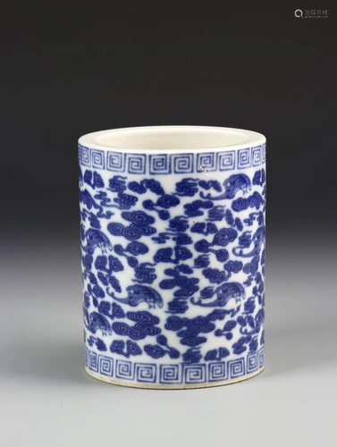 Chinese Blue and White Brush Pot