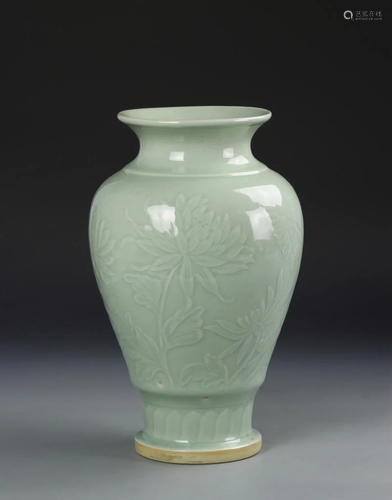 Chinese Celadon Vase with Floral Motifs