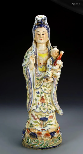 Chinese Famille Rose Guanyin Figure