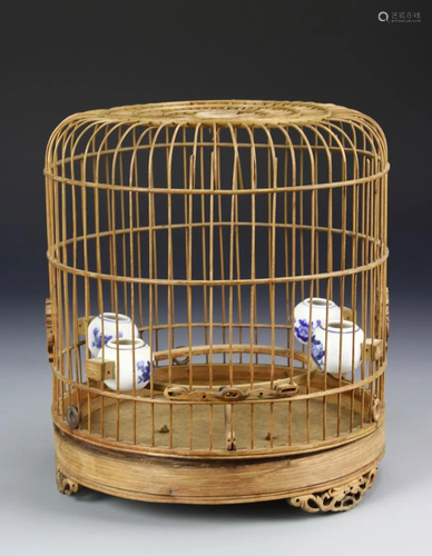 Chinese Vintage Bamboo Bird Case