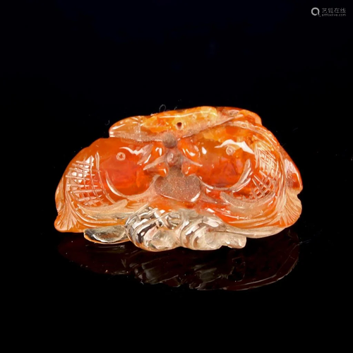 Chinese Crystal Pendant of Double Fish