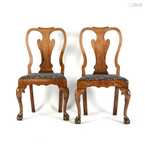 A PAIR OF GEORGE I CARVED YEW CHAIRS, CIRCA…