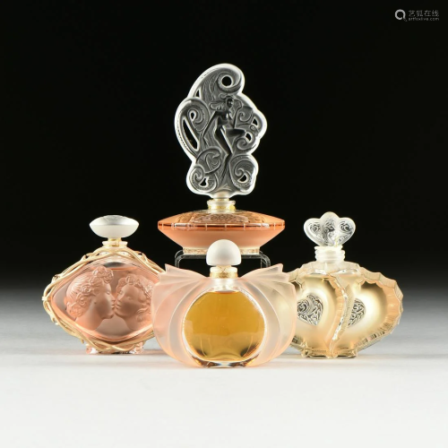 A GROUP OF FOUR FRENCH LALIQUE PERFUME B…