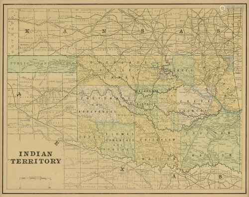 AN ANTIQUE MAP OF OKLAHOMA, 