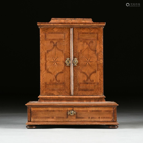 A SOUTH GERMAN PARQUETRY INLAID WALNUT …