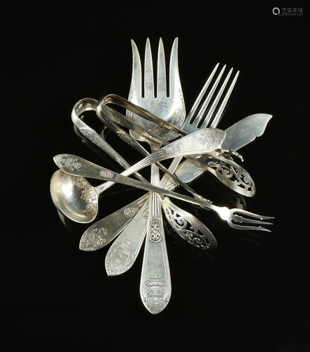 A GROUP OF TWELVE AMERICAN STERLING SILVER …