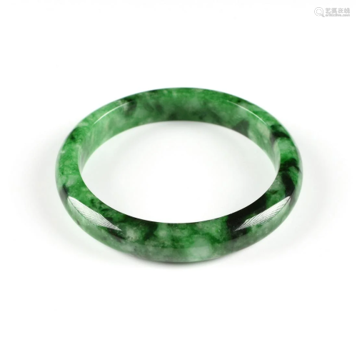 A NATURAL JADEITE BANGLE, PHU NHUAN JEWEL…