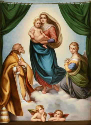 A MEISSEN PLAQUE OF THE SISTINE MADONNA, BLU…