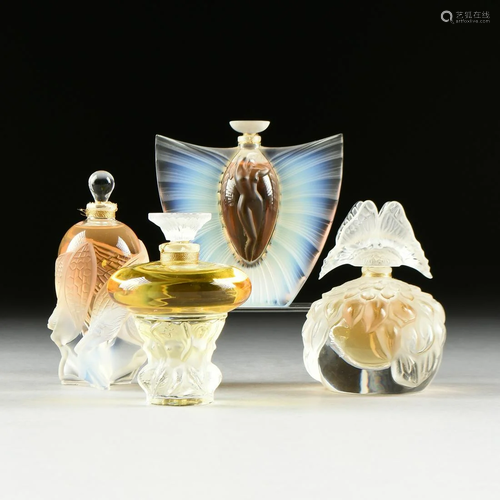 FOUR FRENCH LALIQUE PERFUME BOTTLES FROM THE …