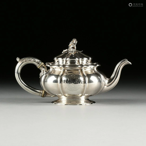 A GEORGE IV STERLING SILVER TEAPOT, HALLMARKED …