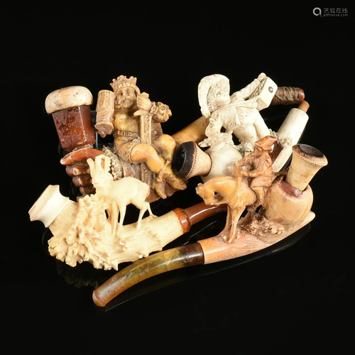 A GROUP OF FOUR MEERSCHAUM PIPES, LATE 19…