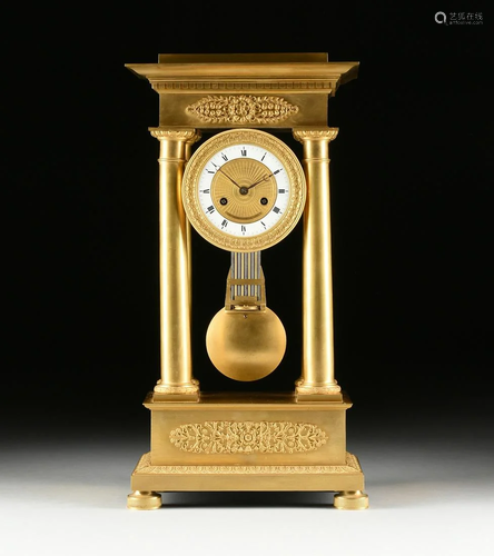 A CHARLES X ORMOLU PORTICO MANTLE CLOCK, CI…