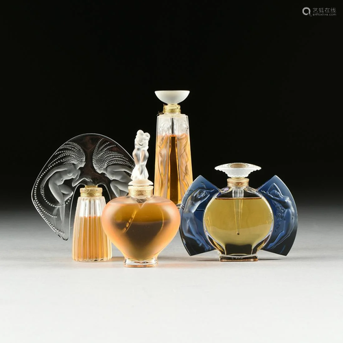 FOUR FRENCH LALIQUE PERFUME BOTTLES FROM THE …