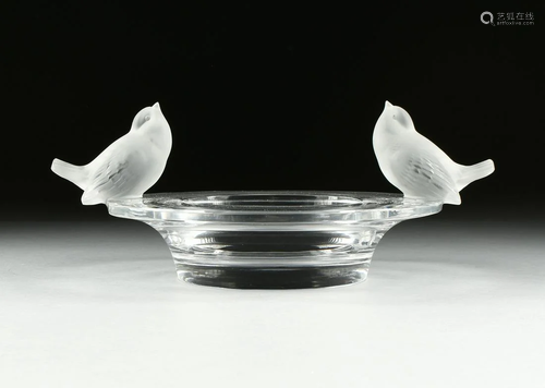 A LALIQUE FROSTED AND CLEAR TWO SPARROWS…