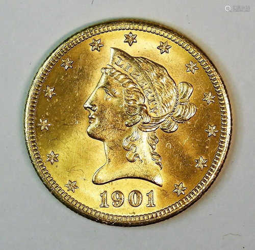 United States 1901 S Liberty Head $10 Gold Coin