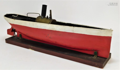 Antique German Pressed Steel Steam Powered Boat