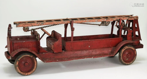 LG Antique Cast Iron Fire Ladder Truck