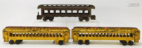 3 Wilkins Antique Cast Iron Train Cars