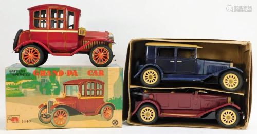 3 Rosko and Japanese Tin Toy Cars with Boxes