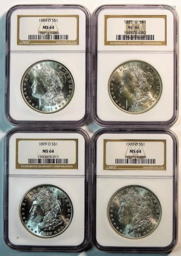 4PC United States Morgan Silver Dollar NGC Coins
