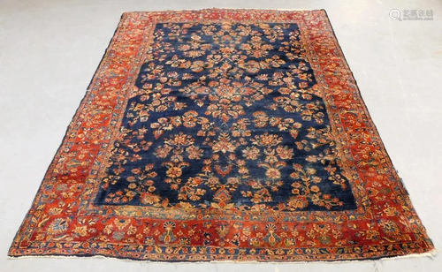 Antique Blue Persian Sarouk Oriental Carpet Rug