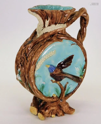 Attr. George Jones Majolica Bird and Bug Pitcher