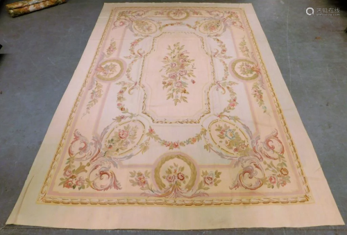 French Cream Sino Aubusson Flat Weave Rug Textile