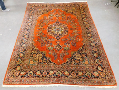 Antique Persian Floral Medallion Carpet Rug
