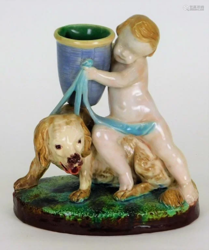 Attr. Royal Doulton Majolica Figural Bud Vase