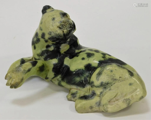 Chinese Carved Soapstone Figural Leopard Sta…